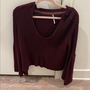 Free People Deep Red Knit Top